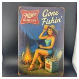 8ï¿½12' Tin Sign ï¿½ Miller High Life Gone Fishing Sig