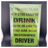 8ï¿½12' Tin Signï¿½ Funny Drinking Sign
