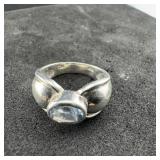 Sterling Silver Blue Topaz Ring, Size 5 1/2. Weigh