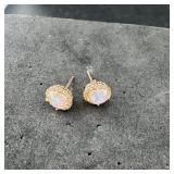 Sterling Silver Rose Gold Fire Opal Earrings, Mark