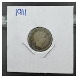 1911 Barber Silver Dime