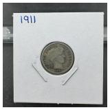 1911 Barber Silver Dime