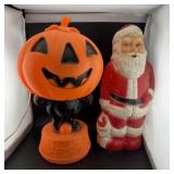 Two Miniature Blow Molds (Santa & Jack-O-Lantern)