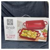 Lifestyle 2-piece Stoneware Bakeware Set (16? Dish