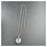 Sterling Silver Cz Pendant Necklace, Approx. 18'