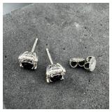 Sterling Silver Blue Sapphire Earrings, Marked 925