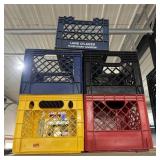Milk Crates ï¿½ Lot Of (4) Plus (1) Damaged Crate. A