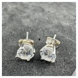 Sterling Silver Cz Earrings, Marked 925. Weight: 1