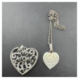 Carved Mother of Pearl Pendant & Mom Pendant 70's