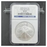 2008 NGC MS69 American Silver Eagle $1 Coin ï¿½ 1 oz