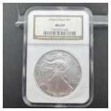 2004 NGC MS69 American Silver Eagle $1 Coin ï¿½ 1 oz