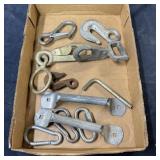 Lot of Carabiners, Chain Hooks, Handles & Miscella