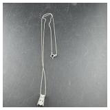 Sterling Silver Cz Necklace, Length 19 1/2 Inches.