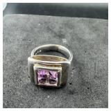 Sterling Silver Purple Amethyst Ring, Size 7. Weig