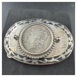 Bucket Buckle With A 1921 Morgan Silver Dollar Is