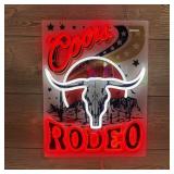 Coors Banquet Rodeo Beer Led Lighted Sign W/ Antle