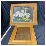 Framed Art Piece (25? X 21?) + Framed Copper Pictu