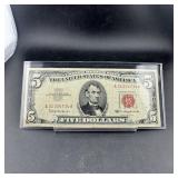 1963 $5 Red Seal Us Note, Serial # A31334734A