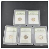 Lot Of Slabbed Coins (5) ï¿½ Various Types And Mint