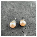 Sterling Silver Pearl Earrings, Marked 925. Weight