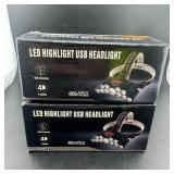 (2) New Led Usb Rechargeable Headlights, Item #sh-