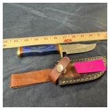 New 8' (overall) Damascus Steel Blade Knife With L