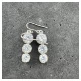Sterling Silver Cz Earrings, Marked 925. Weight: 3
