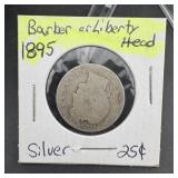 1895 Barber Silver Quarter