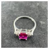 Sterling Silver  Garnet Ring, Marked An925, Size 9