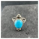 Vintage Unmarked Sterling Silver  Turquoise Ring,