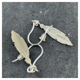 Sterling Silver  Feather Earrings, Marked 925, 1.8