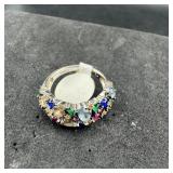 Sterling Silver  Multi-stone Ring, Marked 925, Siz