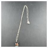 Soutwest Sterling Silver  Owl Necklace, Marked 925