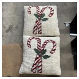 Decorative Holiday Hooked Pillows (2) - Lot Of (2)