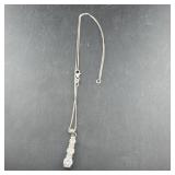 Sterling Silver  Cz Necklace, Marked 925, 18", 5.
