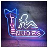 Live Nudes Neon Sign-15" X 11". Real Glass Neon