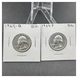 1964-d & 1964-p Washington Silver Quarters