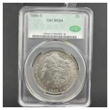 1885-o Morgan Silver Dollar Graded Cac Ms64