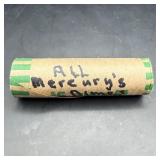 $5 Face Value Roll Silver Mercury Dimes (50 Dimes)