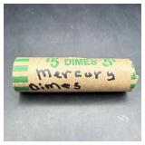 $5 Face Value Roll Silver Mercury Dimes (50 Dimes)