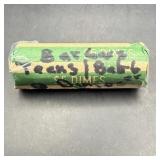 $5 Face Value Roll Silver Dimes (50 Dimes). Wrappe