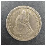 1857 Seated Silver Quarter With Stars (mintage: 9,
