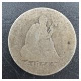 1854 With Arrows Seated Silver Quarter - Rare