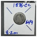 1876-cc Seated Silver Dime (mintage Stated: 8.2 Mi