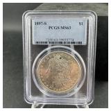 1897-s Ms63 Morgan Silver Dollar Pcgs Graded (mint