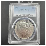 1923 Ms63 Peace Silver Dollar Pcgs Graded
