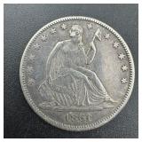1861 Seated Silver Half Dollar - Higher Grade Coin