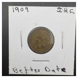 1909 Indian Head Cent. Better Date First-year Linc
