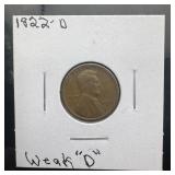 1922-d 'weak D' Lincoln Wheat Cent. Popular And Co
