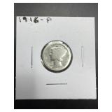 1916 Mercury Silver Dime. First Year Of Mercury Di